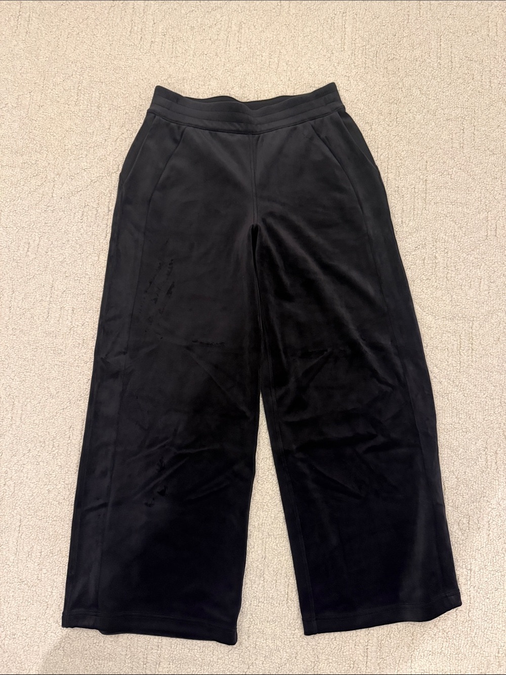 lululemon athletica Black Velour Wide-Leg Pants, L